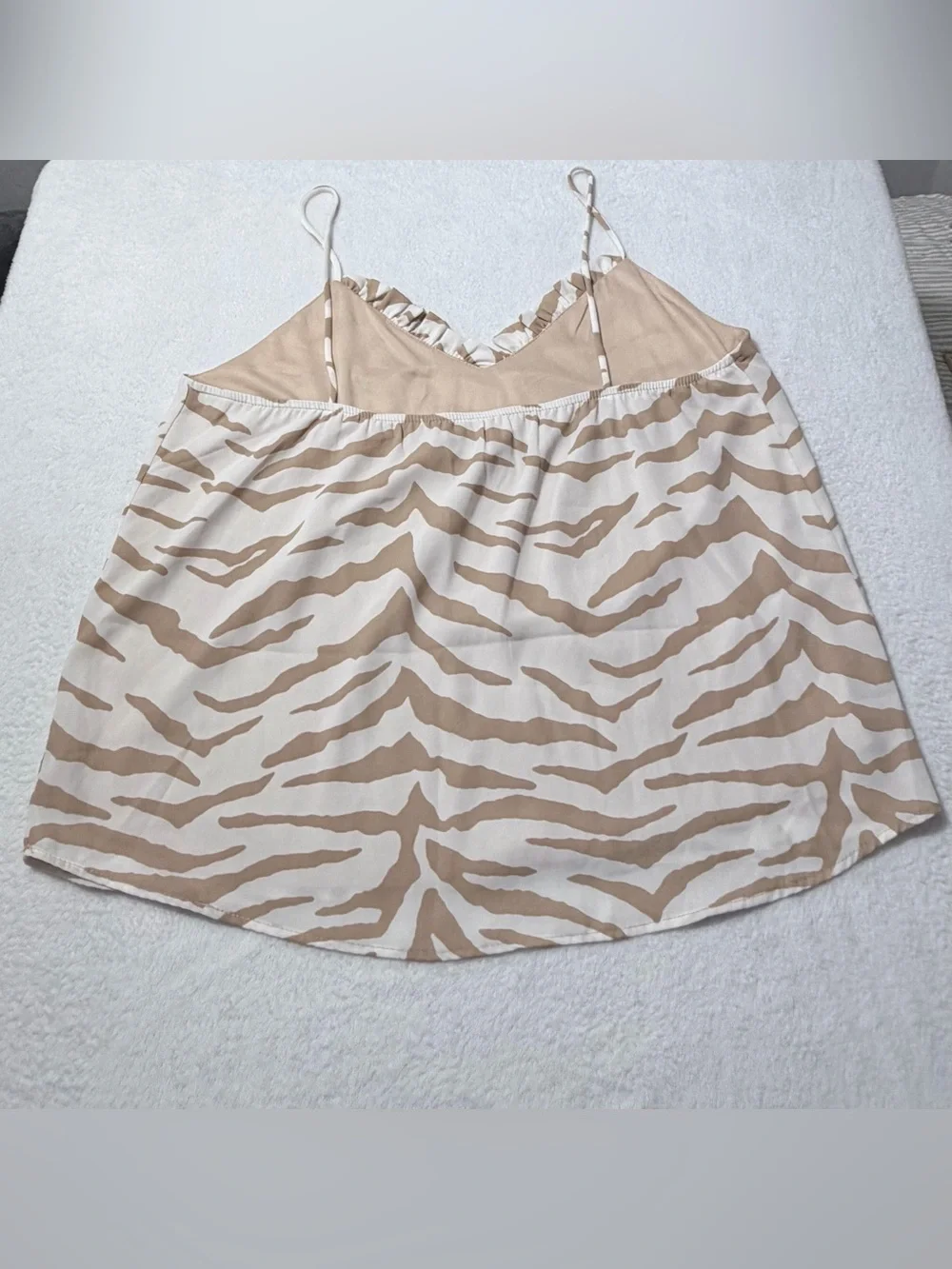 Adrienne Animal Print Cami Tank Top 2X Beige & Ivory Made in USA - Picture 4 of 7